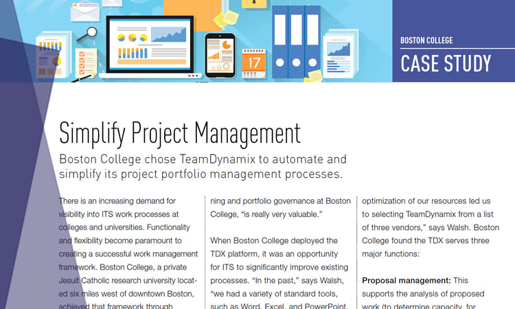 Boston College Simplifies Project Management | TeamDynamix