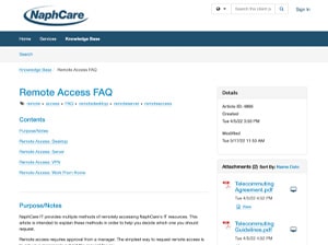 Self-service portal Naphcare