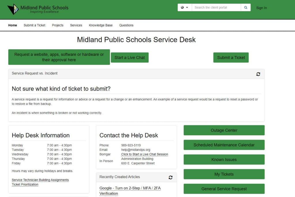 self-service portal midland